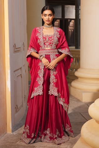 JAYANTI REDDY Zardozi Embroidered Cape Sharara Set 