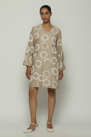 Chanderi Aari Ring & Sequin Work Dress 