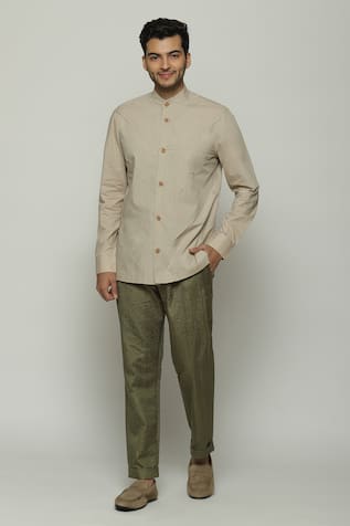 Abraham & Thakore Tonal Trapunto Silk Trouser 