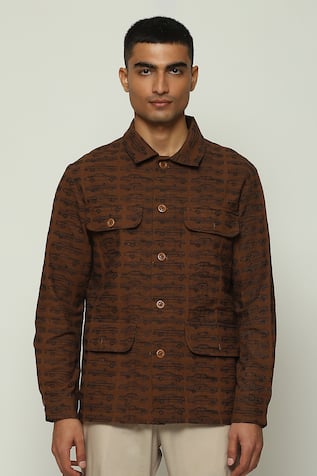 Abraham & Thakore Car Mania Embroidered Cotton Jacket 