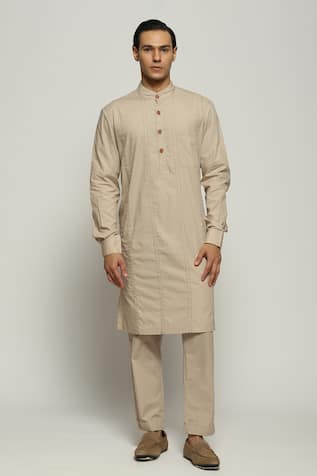 Abraham & Thakore Spaced Out Stitch Line Kurta 