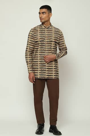 Abraham & Thakore Motor Car Print Short Kurta 