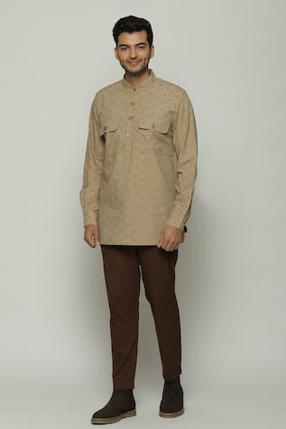 Abraham & Thakore T-Shirt Sketch Print Short Kurta 