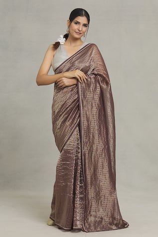 Pranay Baidya Chanderi Stripe Woven Saree 