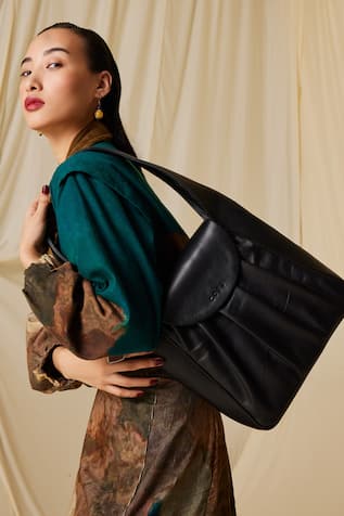 Leather Pleated Tote Bag 