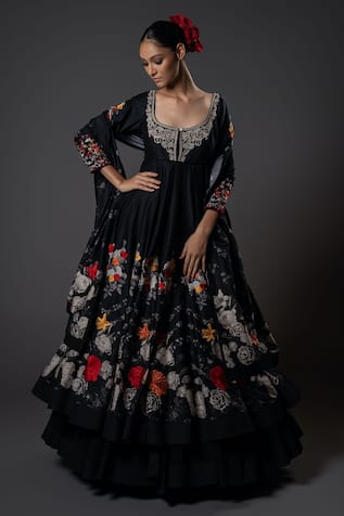 Rohit Bal Floral Resham Embroidered Anarkali Set 