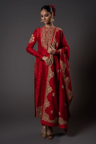 Rohit Bal Floral Zari Embroidered Kurta Set 