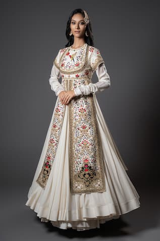 Rohit Bal Mughal Bloom Embroidered Split Anarkali Set 