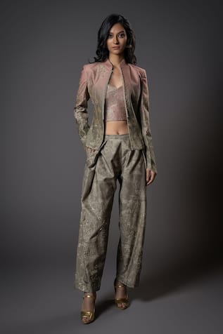 Rohit Bal Ombre Embroidered Jacket Pant Set 