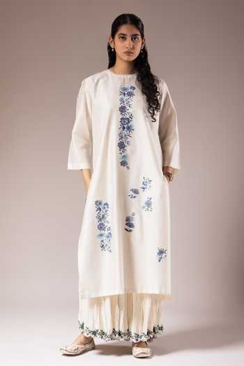 Prama By Pratima Pandey Iris Hand Painted Kurta With Inner Dress 