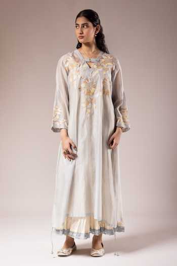 Prama By Pratima Pandey Gardenia Patch Work Kurta With Inner Dress 