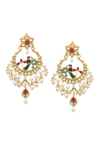 MAISARA JEWELRY Kundan Studded Chandbalis 