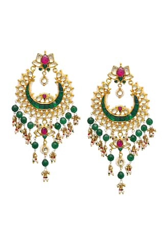 MAISARA JEWELRY Onyx Embellished Chandbalis 