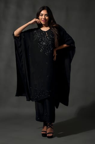 Priyanka Jain Sequin Floral Vine Embroidered Kaftan With Pant 