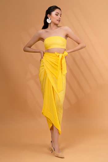 Therealb Cotton Linen Tube Top With Wrap Skirt 