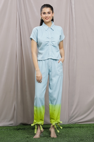 Naintara Bajaj Solid Shirt & Ombre Pant Set