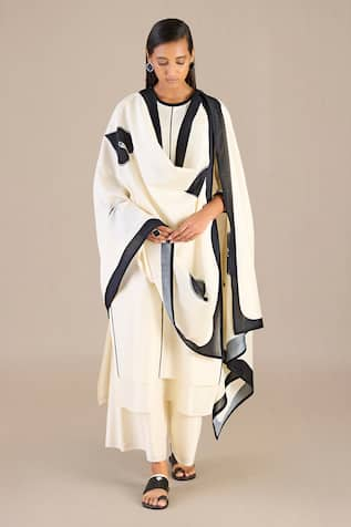 AMPM Rib Pattern A-Line Kurta Palazzo Set 