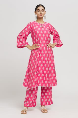 Samyukta Singhania Damask Print Panelled Kurta With Palazzo 