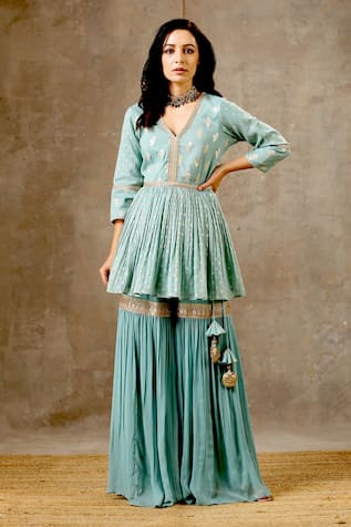 BBAAWRI Florette Woven Peplum Kurta Sharara Set 