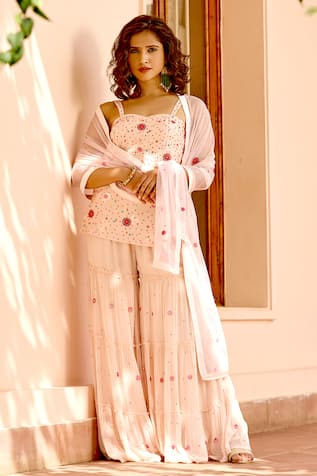 BBAAWRI Bead Work Kurta Sharara Set 