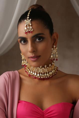 SWABHIMANN Moissanite Polki Embellished Choker Set 