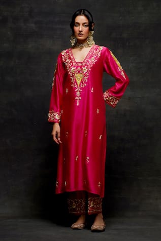 Anantaa By Roohi Silk Chanderi Pearl Work Kurta & Pant Set 