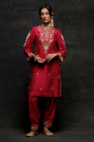 Anantaa By Roohi Silk Chanderi Embroidered Short Kurta & Salwar Set 