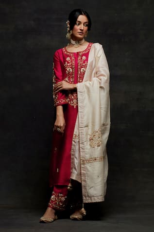 Anantaa By Roohi Silk Chanderi Floral Embroidered Dupatta 