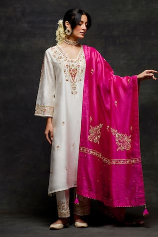 Anantaa By Roohi Silk Chanderi Resham Embroidered Dupatta 