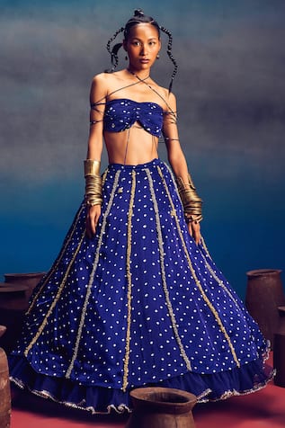 5Elements Aparna Bandhani Pattern Lehenga & Blouse Set 