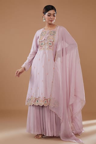 BAIDEHI Embroidered Straight Kurta Gharara Set 