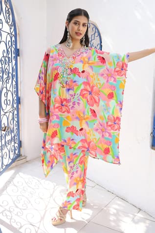 Seams Pret And Couture Soha Floral Print Kaftan With Pant 