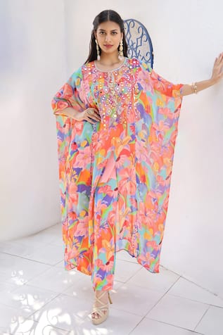 Seams Pret And Couture Mahera Floral Print Kaftan & Pant Set 