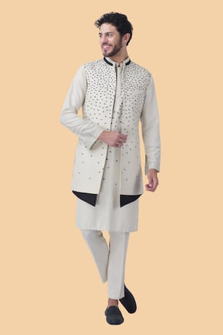 Manish Nagdeo Printed Bundi Jacket Kurta Set 