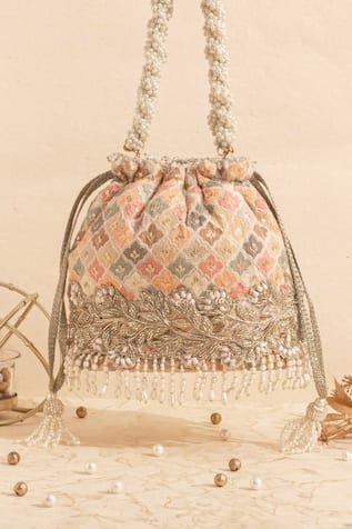 AMYRA Aza Floral Embroidered Bucket Bag 