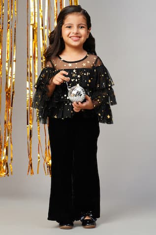 Lil Drama Three-Layered Foil Print Top & Pant Set 