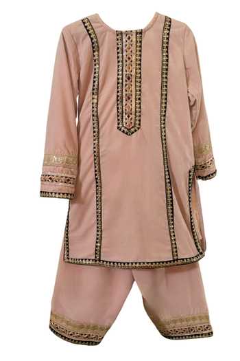 MINIME ORGANICS Velvet Sequin Embroidered Kurta With Sharara 