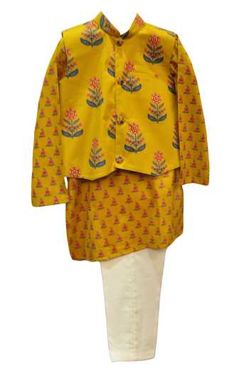 MINIME ORGANICS Floral Block Print Kurta Set 