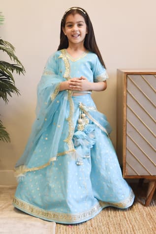 Chanderi Geometric Woven Lehenga Set 