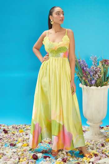 Cin Cin Abstract Print Smocked Dress 