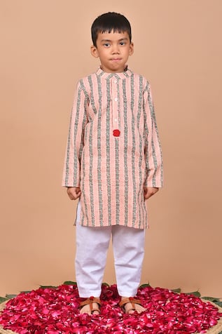 THE COTTON STAPLE Bourbon Crochet Placement Embroidered Kurta Set 