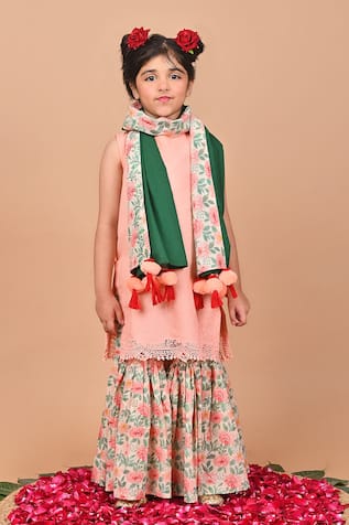 THE COTTON STAPLE Birch Cotton Cutwork Kurta Sharara Set 