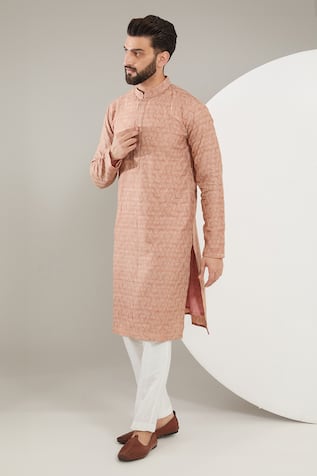 Silk Zari Embroidered Kurta Set 