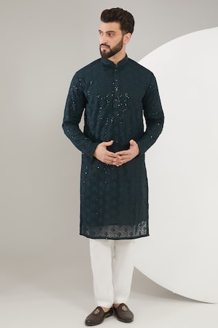 Chikankari Sequin & Thread Work Kurta Set 