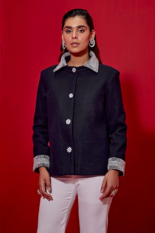 Studio22 by Pulkita Arora Bajaj Glass Bead Hand Embroidered Jacket 