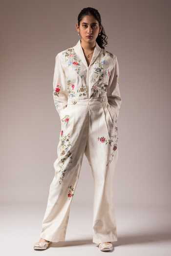 Prama By Pratima Pandey Florence Hand Painted Sailor Collar Jumpsuit 