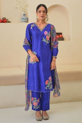 Pita Nila Jehan Chanderi Embroidered Kurta Pant Set 