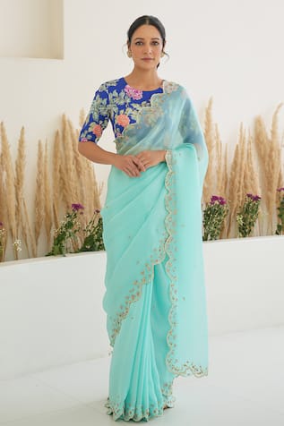 Pita Nila Nargis Saree With Fiza Floral Print Blouse 