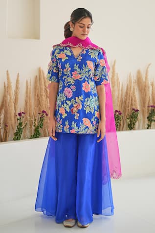 Pita Nila Fiza Floral Print Kurta Sharara Set 