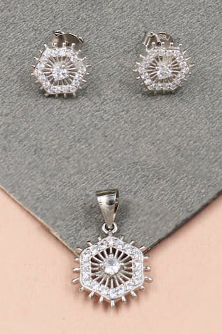 Spiral Geometric Studs With Pendant 